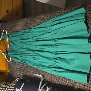 Spring Dress Free Assembly Women's Cotton Tiered Midi Dress with Pockets